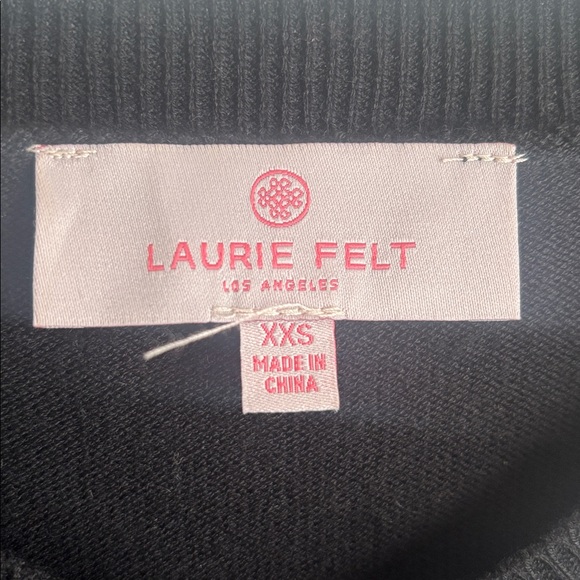 Laurie Felt |Cashmere Blend Navy V-Neck w/Daisy Pattern XXS - Picture 4 of 7